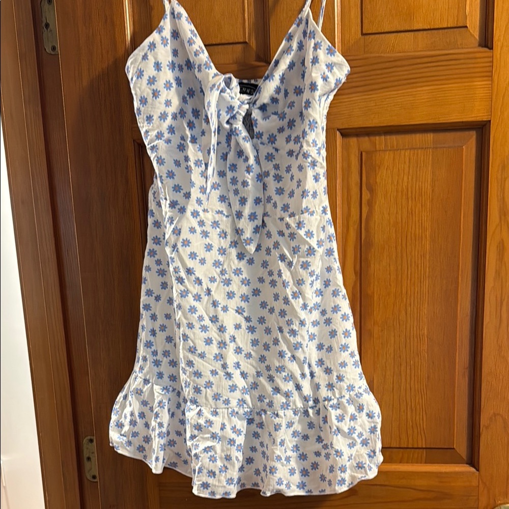 Blue Floral Tie-Front Sundress